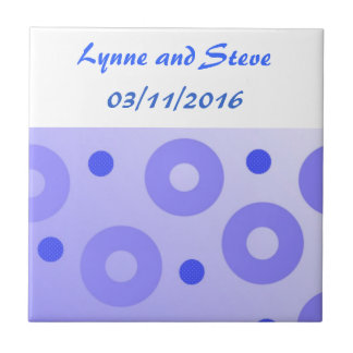 Blue Circles and Dots Save the Date Ceramic Tile