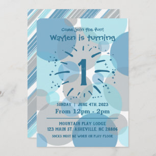 Blue Circles Birthday Boy Invitation