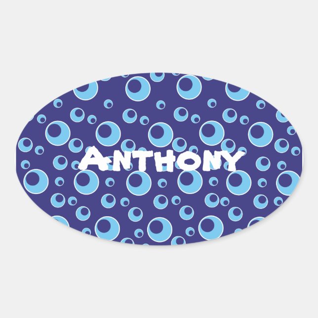 Blue Circles Dots Pattern Cute Custom Stickers (Front)