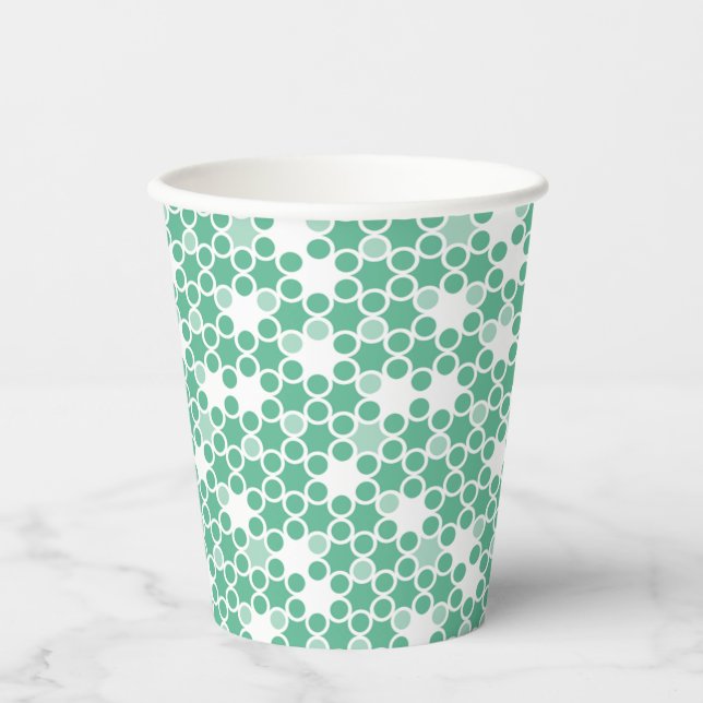 Blue Circles Geometric Pattern Paper Cup (Front)