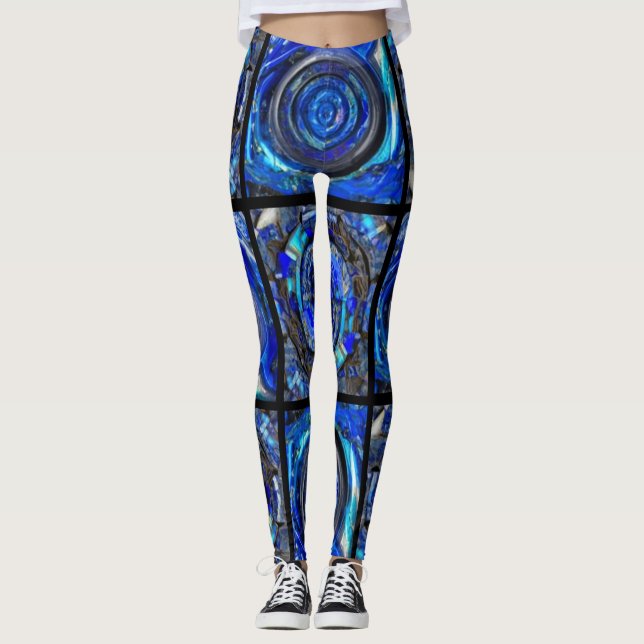 Blue circles mosaic leggings (Front)