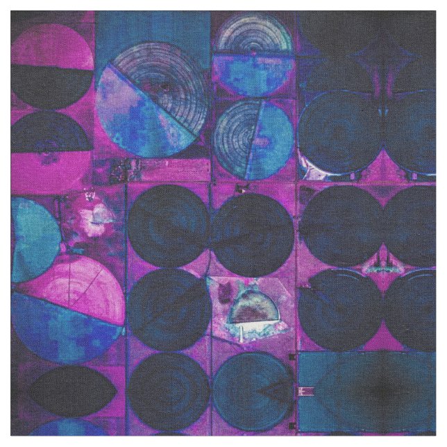 Blue Circles of 369 Abstract Fabric (Close Up)