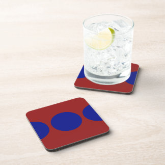 Blue Circles on Red Coaster
