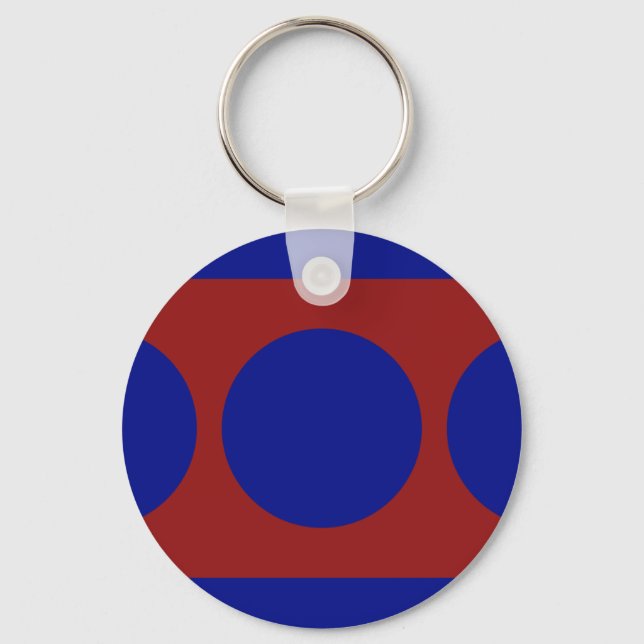Blue Circles on Red Keychain (Front)