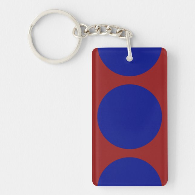 Blue Circles on Red Keychain (Front)