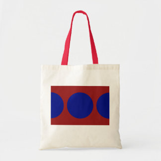 Blue Circles on Red Tote Bag