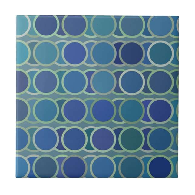 Blue Circles Pattern Ceramic Tile (Front)
