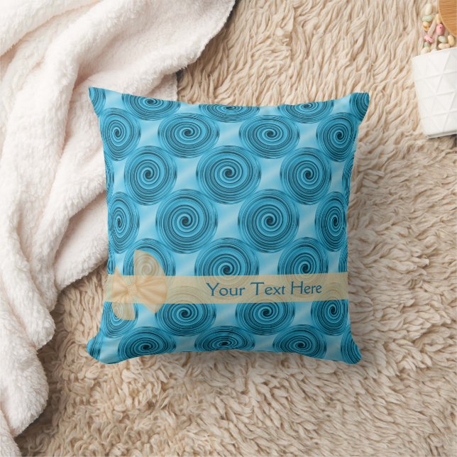 Blue Circles Personalized Throw Pillow (Blanket)