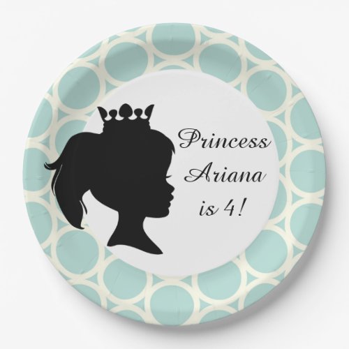 Blue Circles Princess Custom Birthday Paper Plates