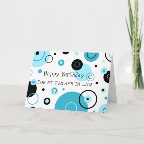 Blue Circles Retro Father in Law Birthday Card