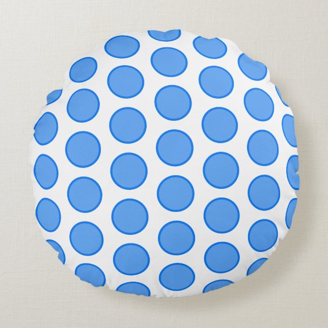Blue Circles Round Pillow (Front)