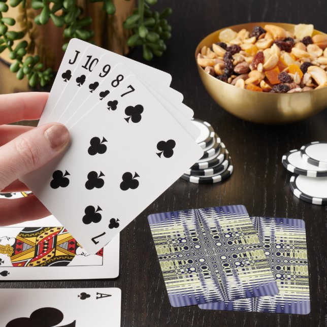 Blue Circles Symmetrical Fractal Poker Cards (In Situ)