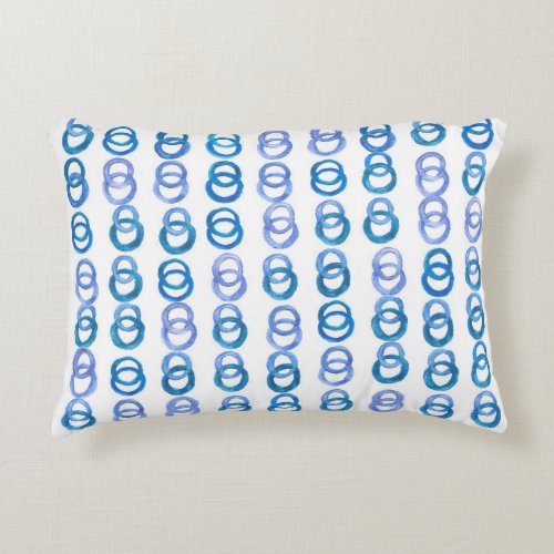 Blue circles watercolor polka dot accent pillow