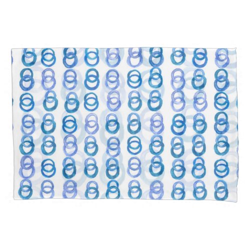 Blue circles watercolor polka dot pillow case