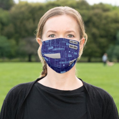 Blue Circuit Board Adult Cloth Face Mask