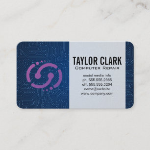 Blue Circuit Board AI Tech Computer Repair Business Card