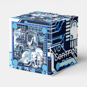 Blue Circuit Board Favor Boxes