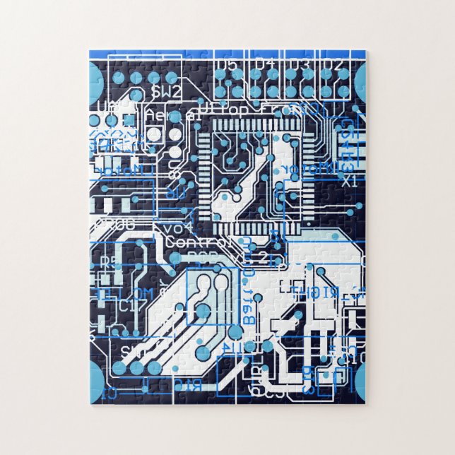 Blue Circuit Board Jigsaw Puzzle (Vertical)