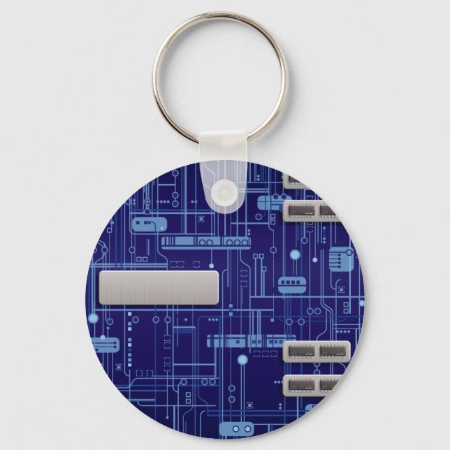 Blue Circuit Board Keychain (Front)