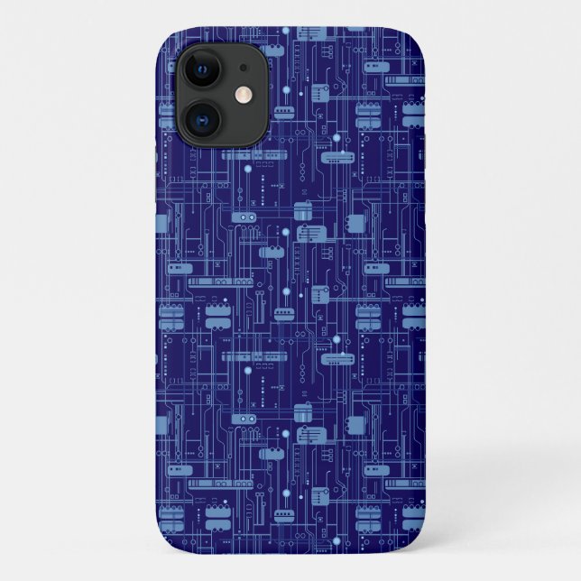 Blue Circuit Board Pattern Case-Mate iPhone Case (Back)
