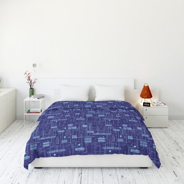 Blue Circuit Board Pattern Duvet Cover (Creator Uploaded)