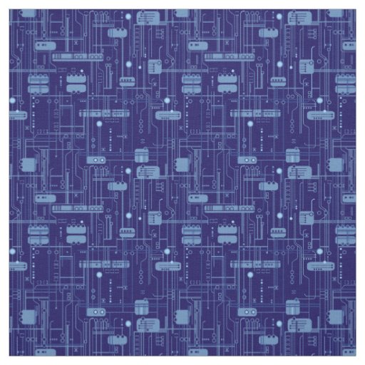 Blue Circuit Board Pattern Fabric