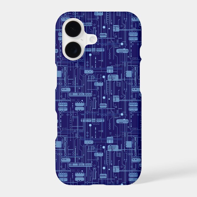 Blue Circuit Board Pattern Iphone Case (Back)
