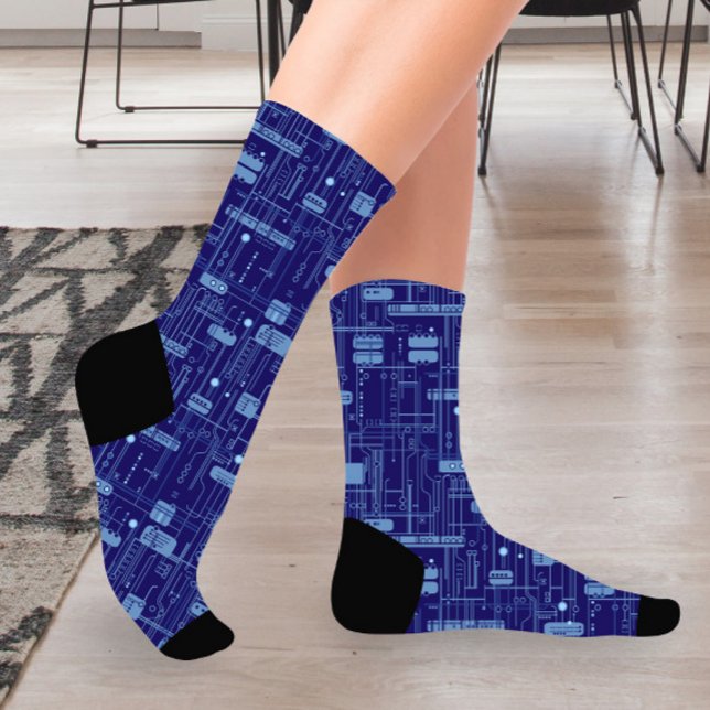 Blue Circuit Board Pattern  Socks (Creator Uploaded)