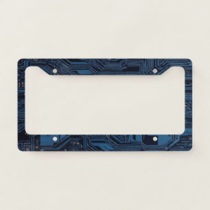 Blue Circuit Board Texture – Tech-Inspired Car License Plate Frame