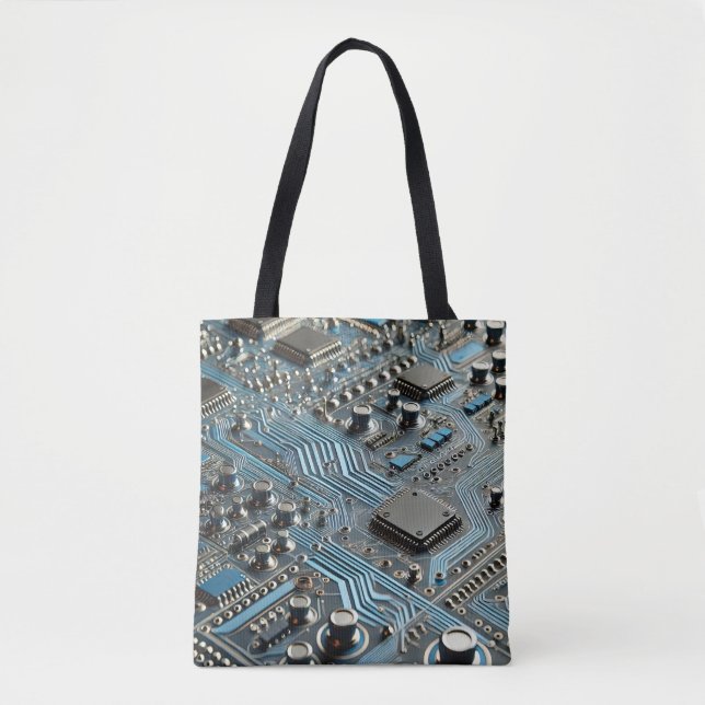 Blue Circuit Board Tote Bag (Front)