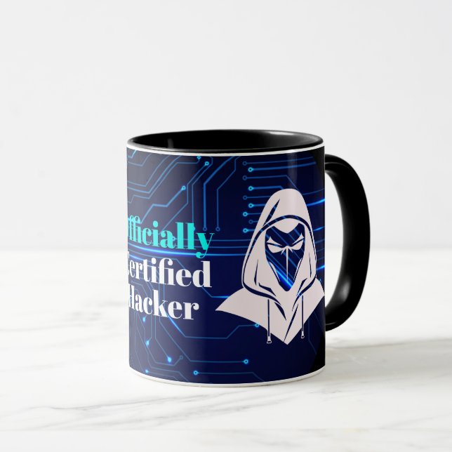 Blue Circuit Cyber Security Computer Hacker Mug (Front Right)