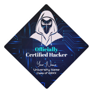 Blue Circuit Cyber Security Computer Science Major Graduation Cap Topper