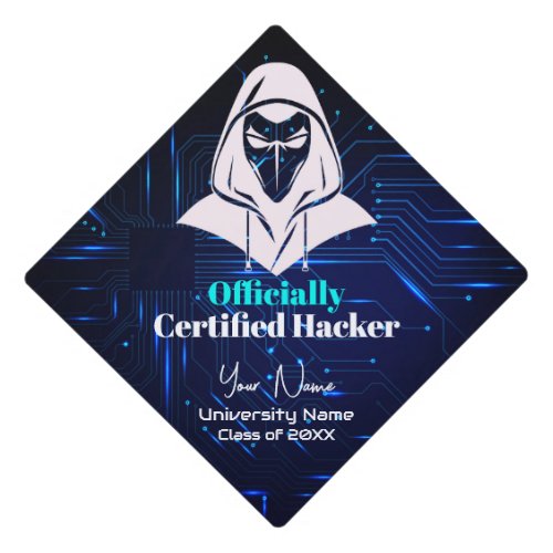 Blue Circuit Cyber Security Computer Science Major Graduation Cap Topper