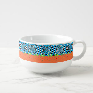 Blue Circular Orange Soup Mug
