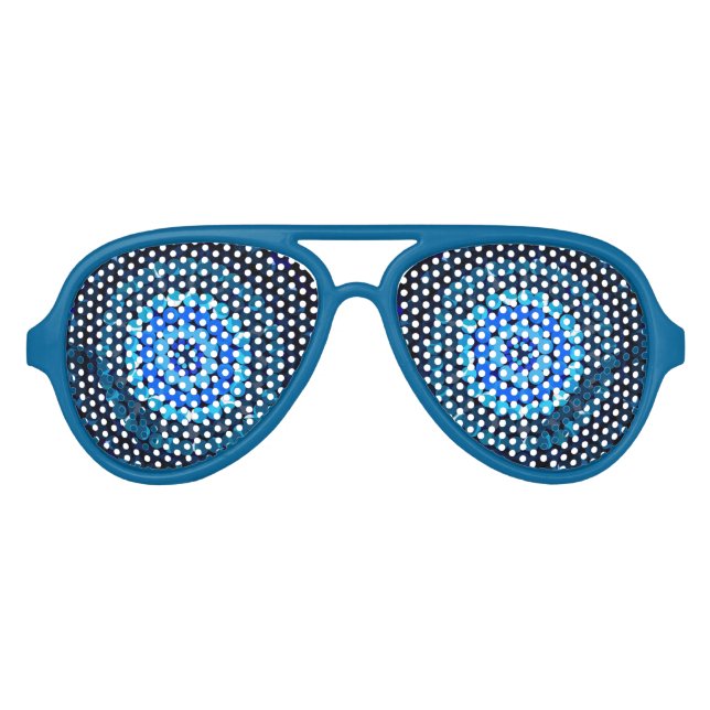 Blue Circular Spotty Spots, Aviator Sunglasses (Front)