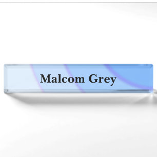 Blue Circular Swirls ombre Desk Name Plate