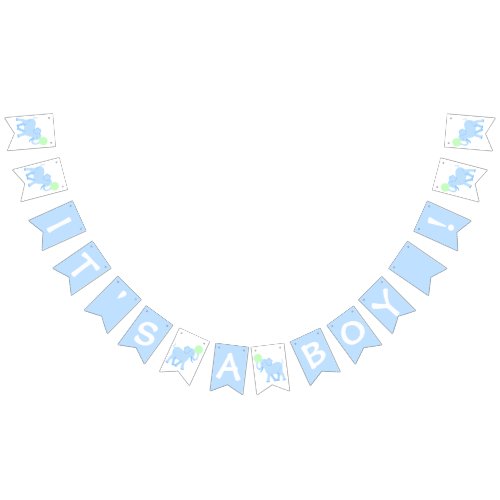 Blue Circus Baby Shower Elephant Its A Boy Bunting Flags