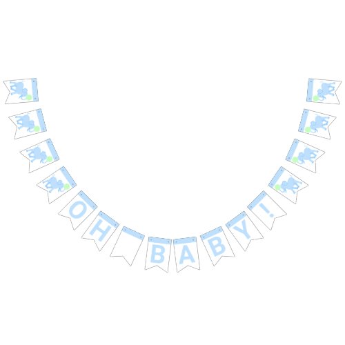 Blue Circus Cute Elephant Baby Shower Oh Baby Bunting Flags
