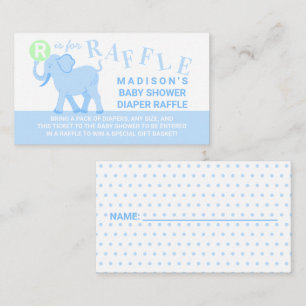 Blue Circus Cute Elephant Diaper Raffle Ticket Enclosure Card