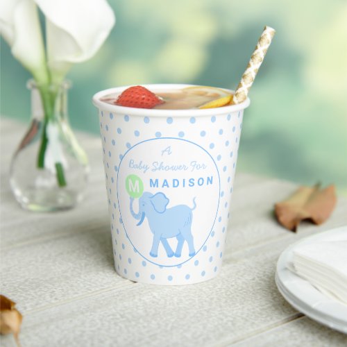 Blue Circus Cute Elephant Fun Baby Shower Party Paper Cups