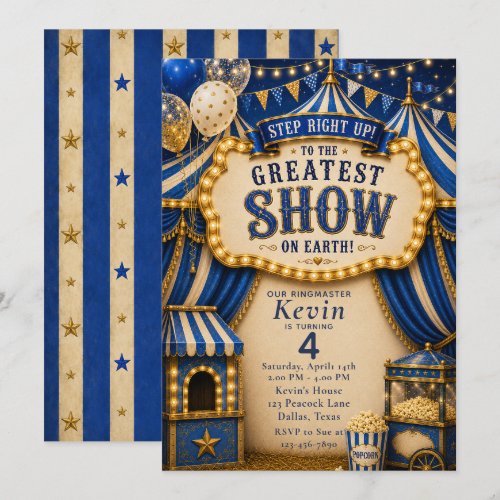 Blue Circus Party Invitation