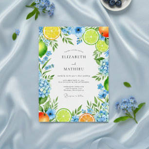 Blue Citrus Bloom Wedding Invitation