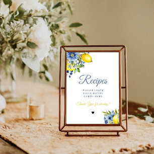 Blue Citrus Leave your Recipes Bridal shower Poster