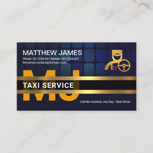 Blue City Block Gold Chauffeur Placard Monogram Business Card