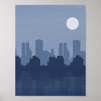 Blue City Skyline Poster