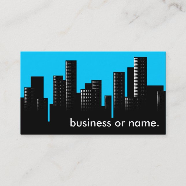 blue cityscape business card (Front)