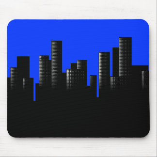 blue cityscape mouse pad