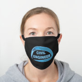 Blue Civil Engineer Black Cotton Face Mask (Worn)