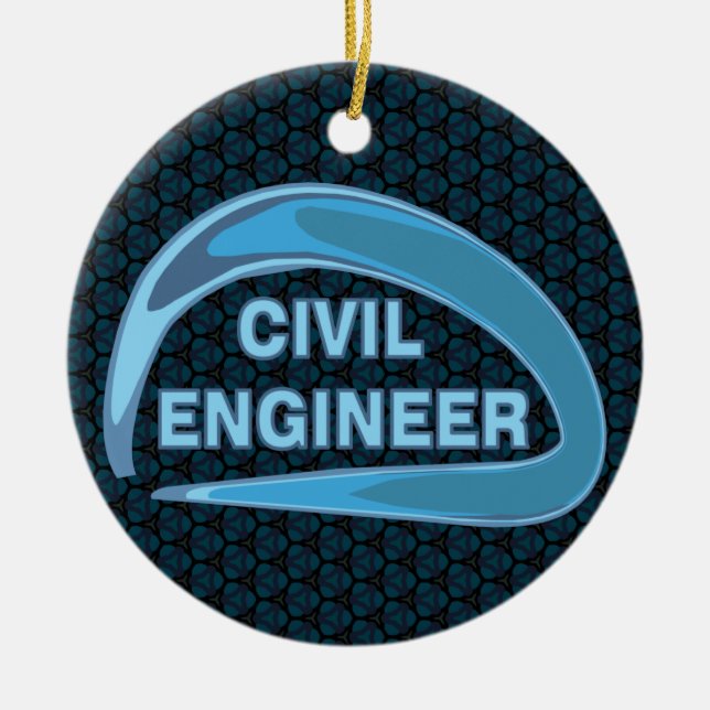 Blue Civil Engineer Ceramic Ornament (Front)