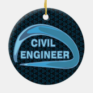 Blue Civil Engineer Ceramic Ornament